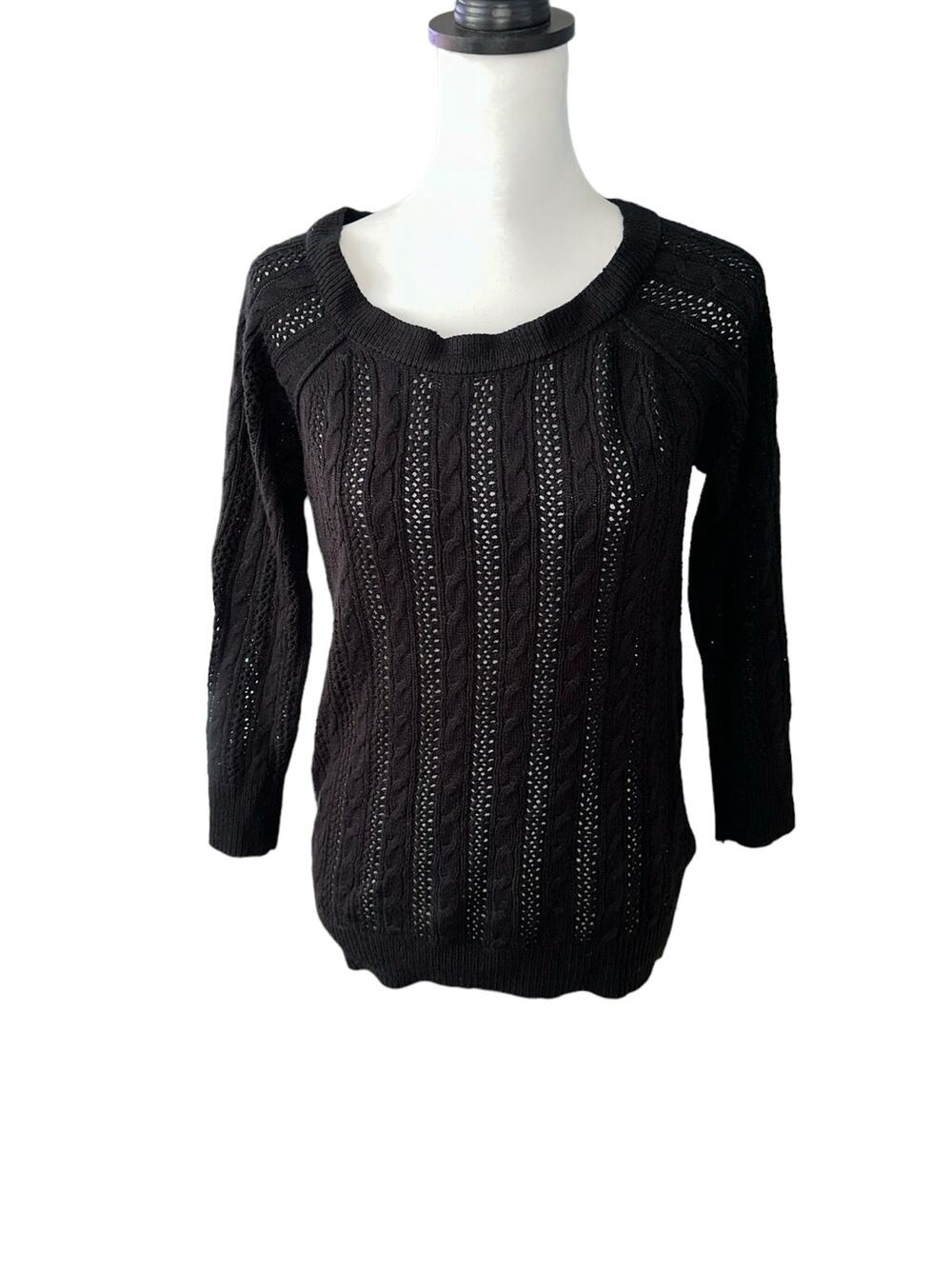 Poof Black 3/4 Sleeve Sweater Large